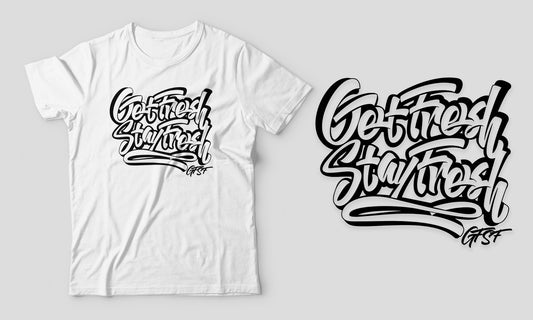 Fitted Men's White/Orange Graffiti GFSF T-Shirt