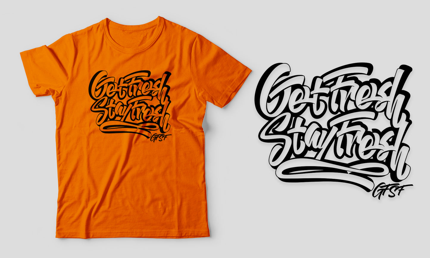 Fitted Men's White/Orange Graffiti GFSF T-Shirt